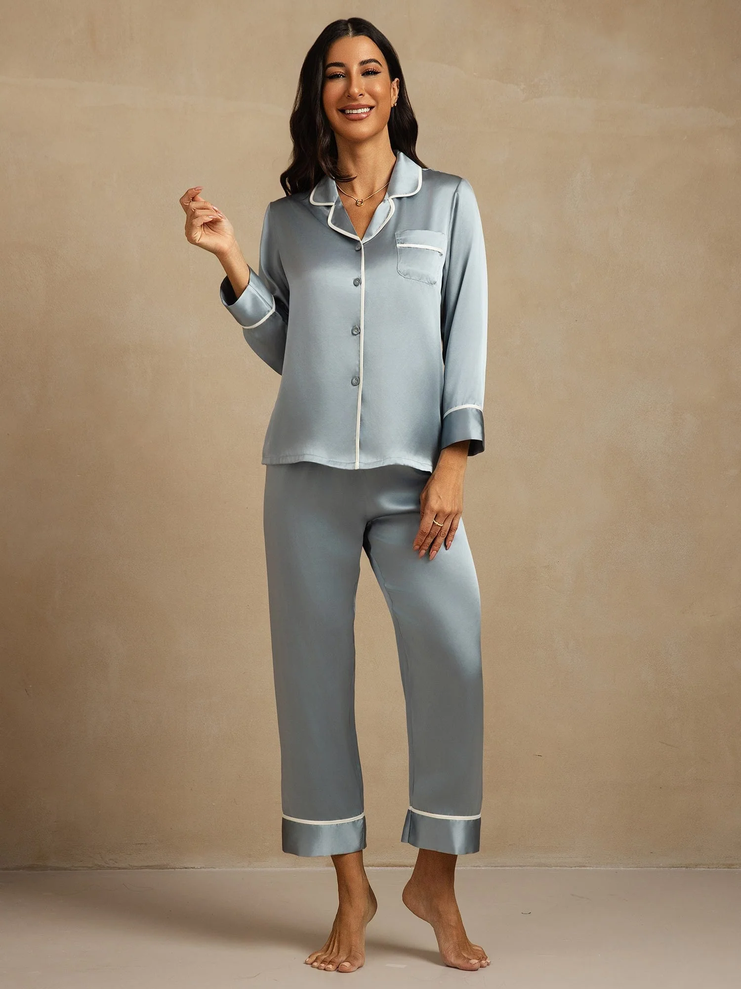 Ensemble de Pyjama Classique en Soie de Mûrier 100% - Image 16