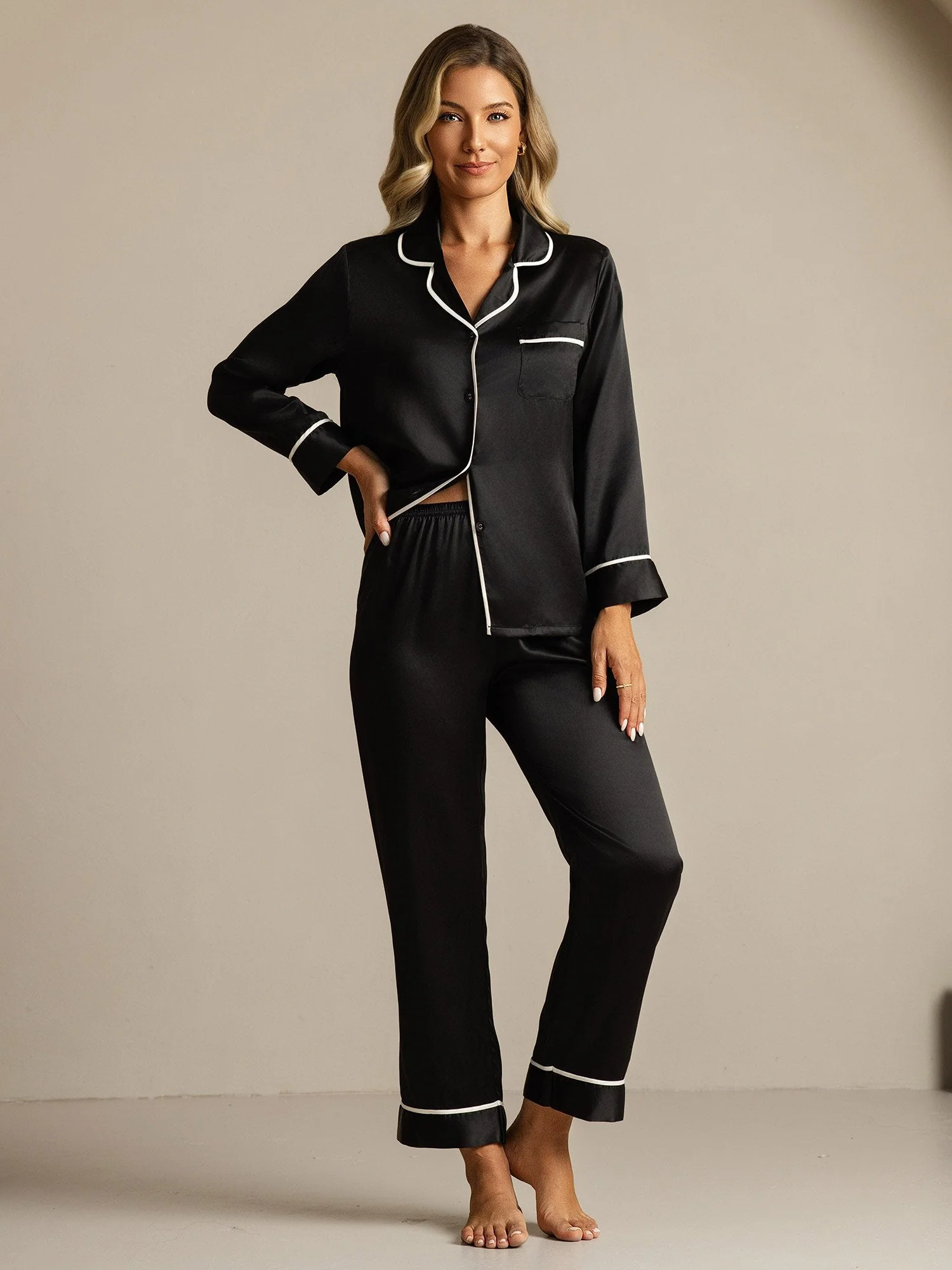 Ensemble de Pyjama Classique en Soie de Mûrier 100% - Image 32