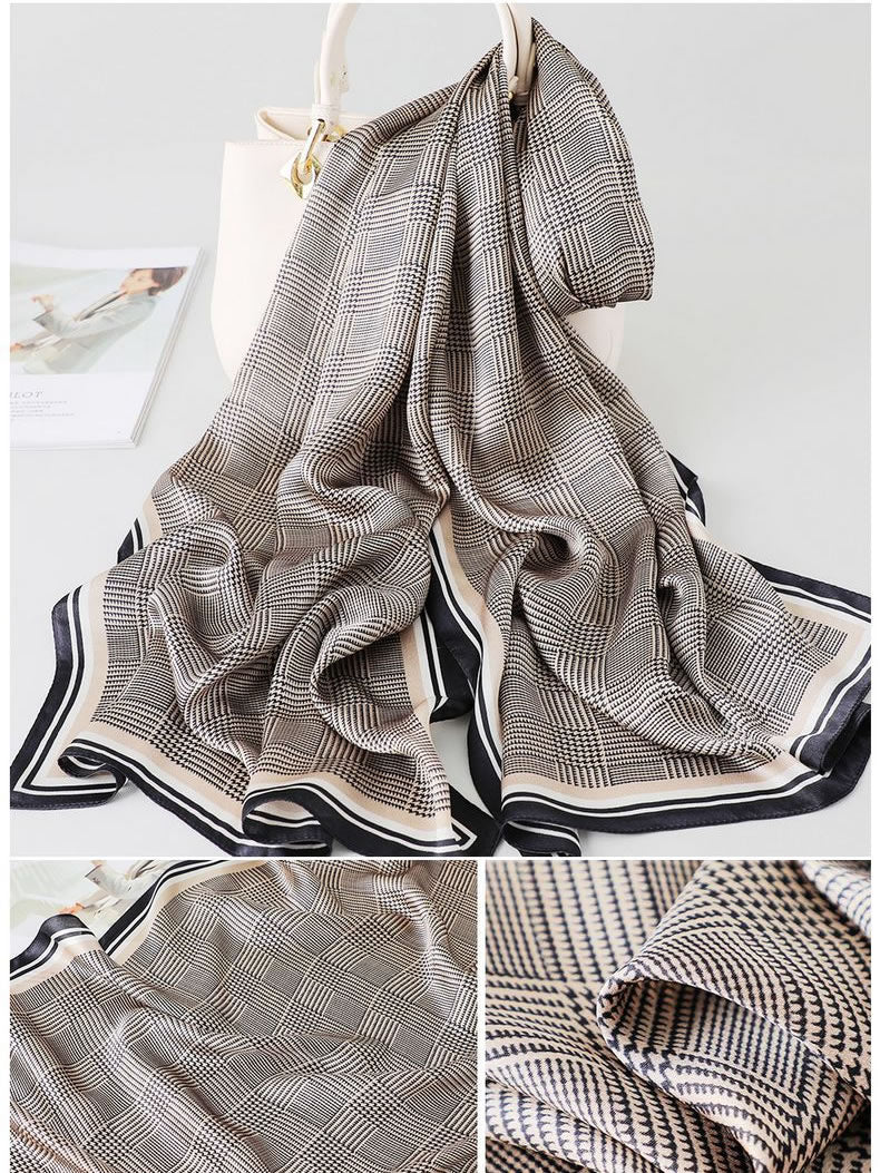 Foulard Châle 100% Soie de Mûrier Imprimé Long Rectangle 170x53cm - Image 6