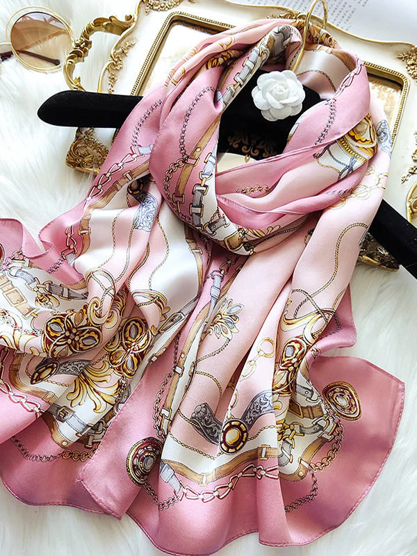 Foulard Châle Long Rectangulaire 100% Soie de Mûrier Imprimé 170x53cm - Image 7