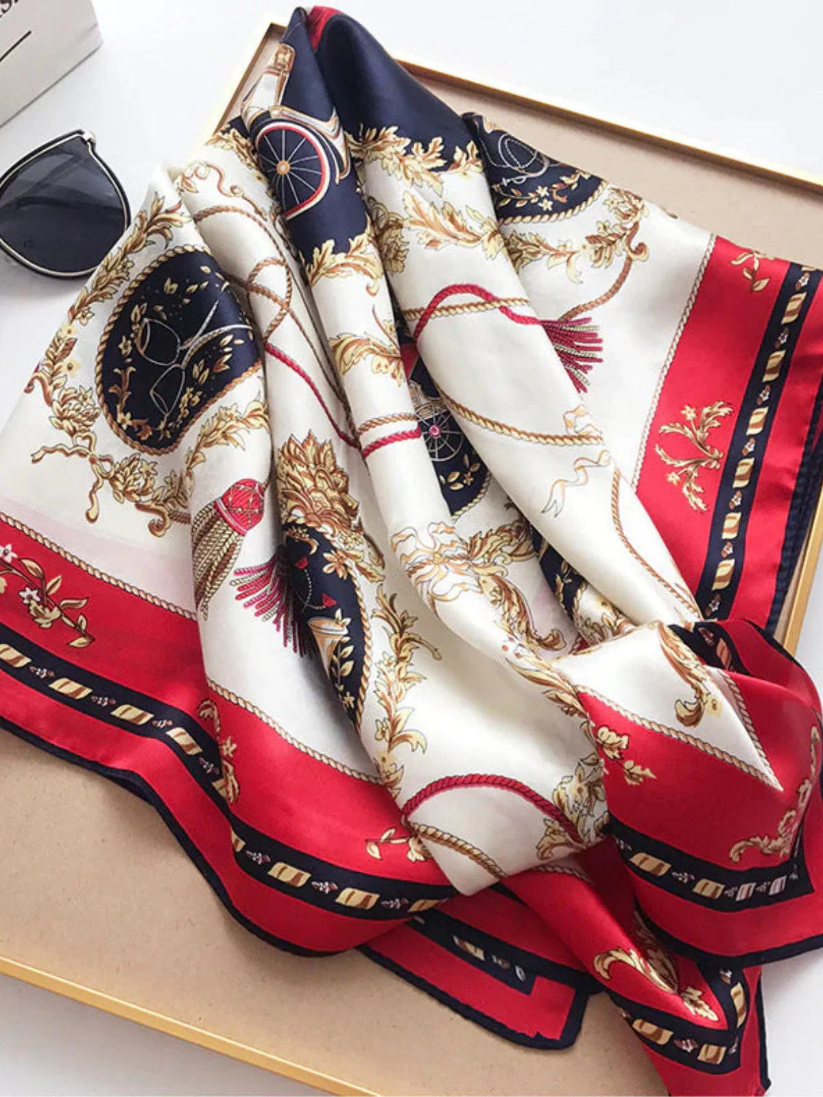 Foulard Châle Carré 100% Soie de Mûrier Imprimé 88*88cm - Image 44