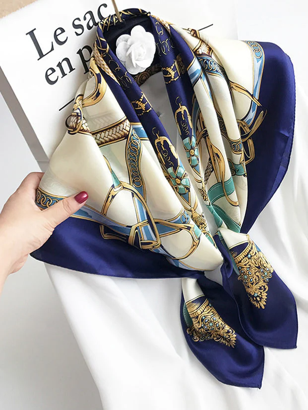 Foulard Châle Carré 100% Soie de Mûrier Imprimé 88*88cm - Image 6