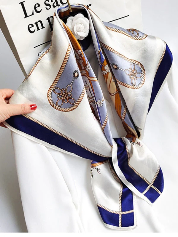 Foulard Châle Carré 100% Soie de Mûrier Imprimé 88*88cm - Image 30
