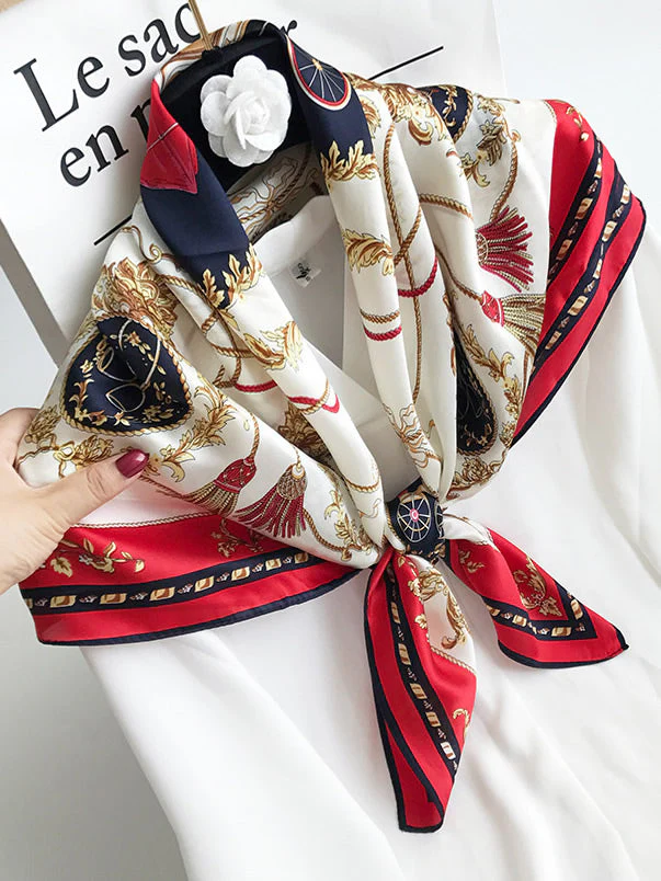 Foulard Châle Carré 100% Soie de Mûrier Imprimé 88*88cm - Image 41
