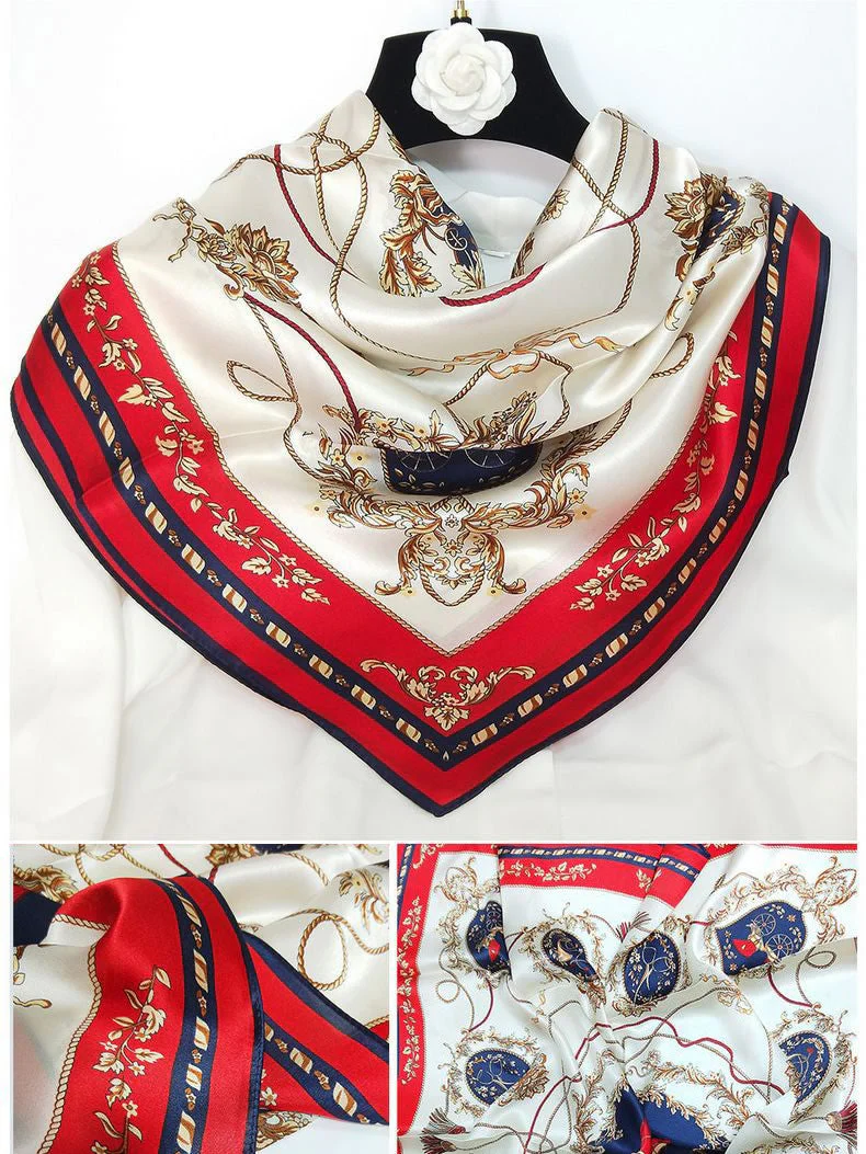 Foulard Châle Carré 100% Soie de Mûrier Imprimé 88*88cm - Image 44