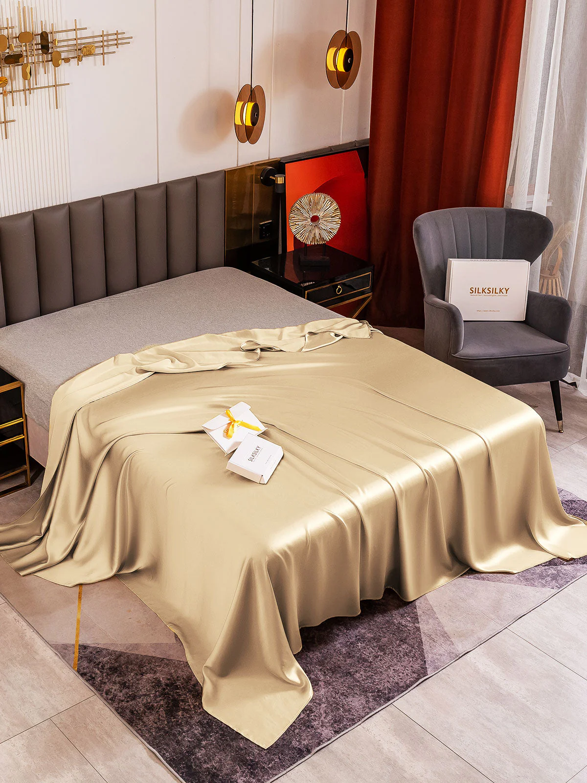 19Mommes Drap Plat En Soie Avec Couture - Image 48