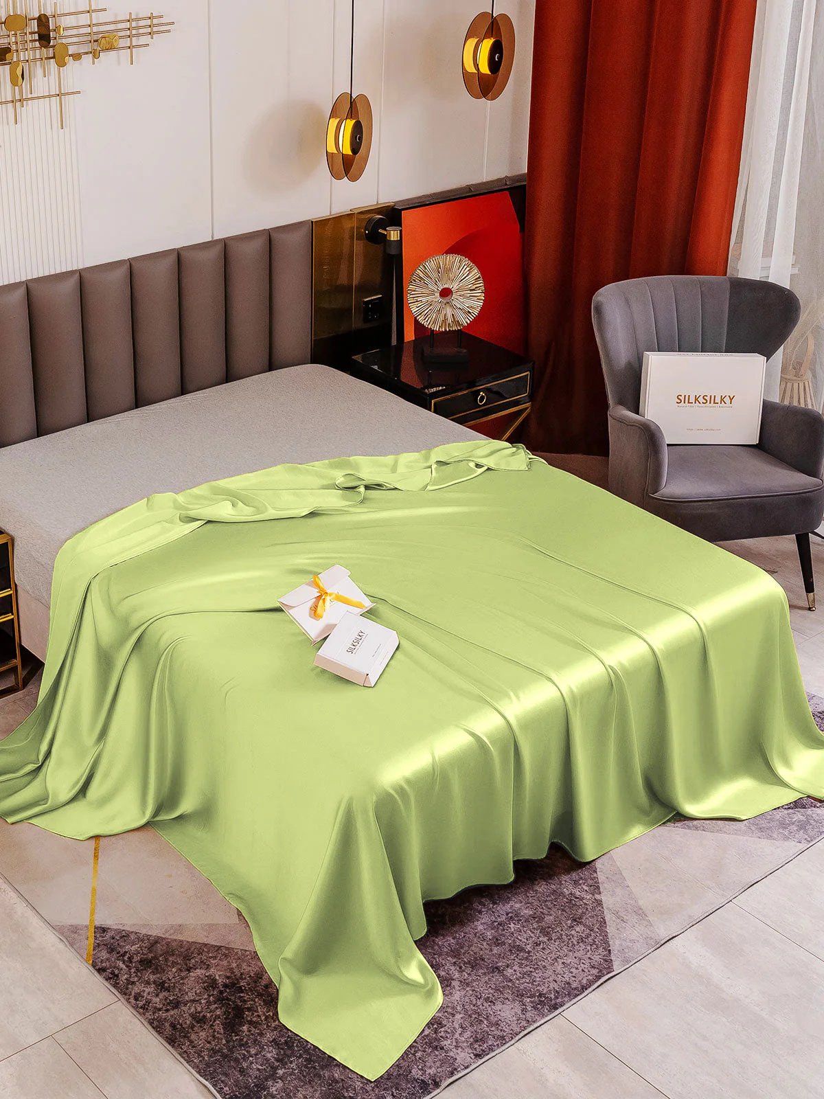 19Mommes Drap Plat En Soie Avec Couture - Image 54