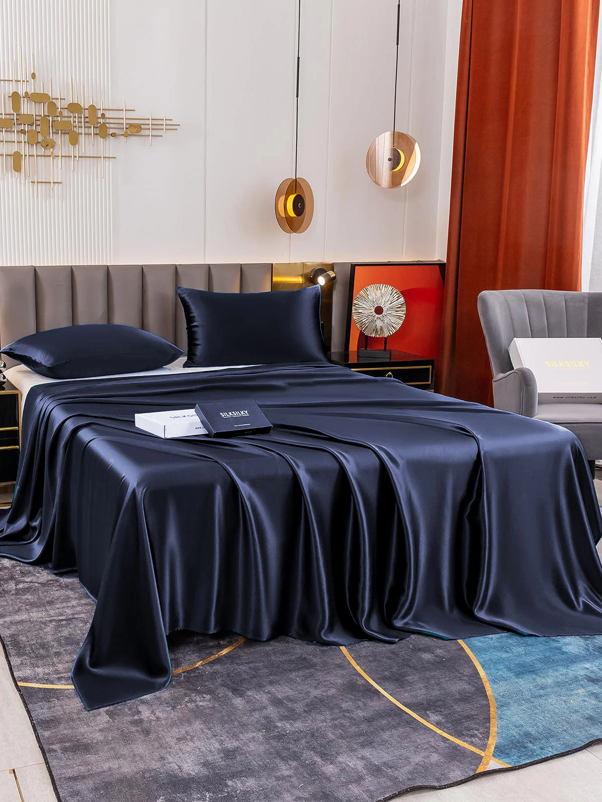19Momme 3Pcs Set de soie Draps Plat+2x Taies d‘oreiller - Image 13