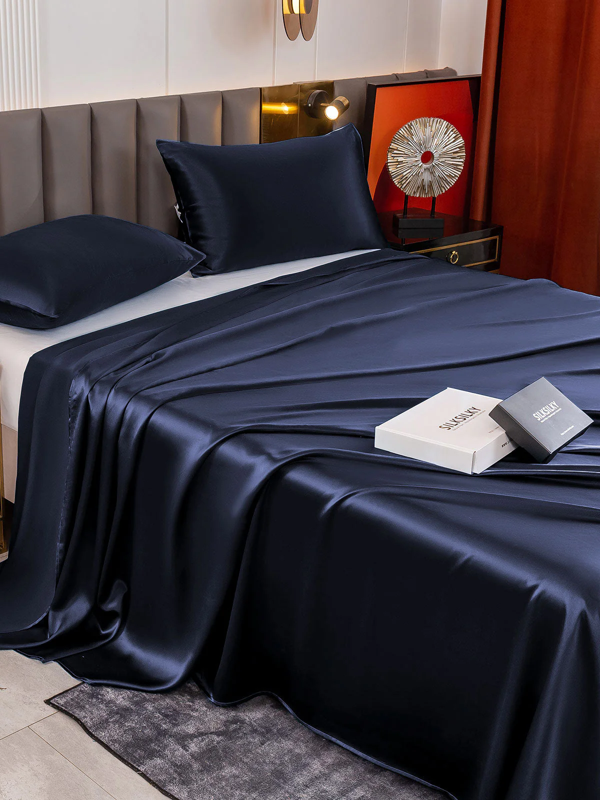19Momme 3Pcs Set de soie Draps Plat+2x Taies d‘oreiller - Image 14