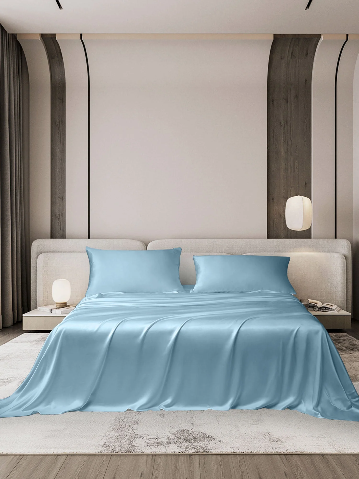 19Momme 3Pcs Set de soie Draps Plat+2x Taies d‘oreiller - Image 16