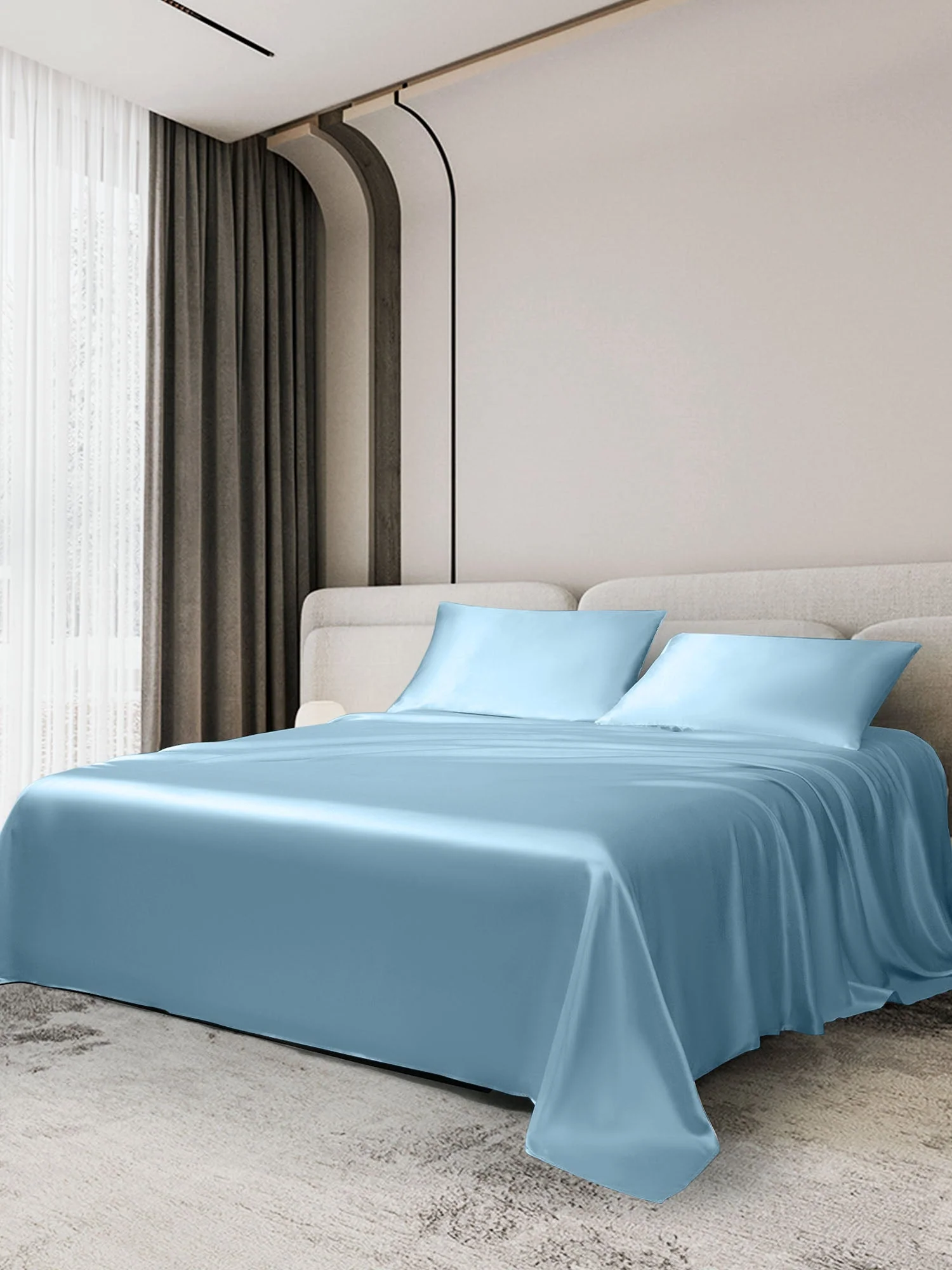 19Momme 3Pcs Set de soie Draps Plat+2x Taies d‘oreiller - Image 17