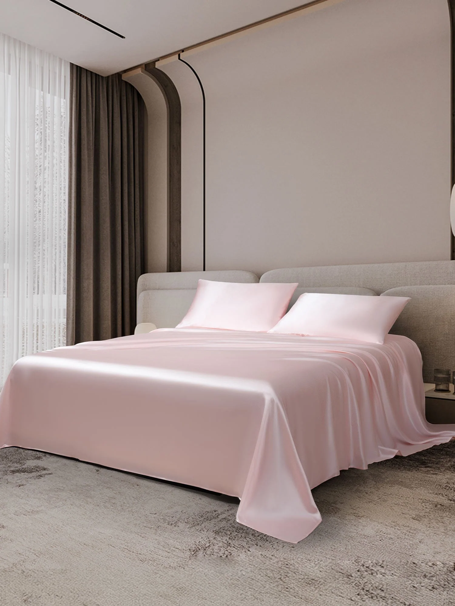 19Momme 3Pcs Set de soie Draps Plat+2x Taies d‘oreiller - Image 60