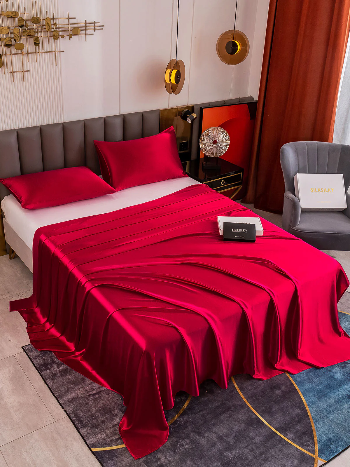 19Momme 3Pcs Set de soie Draps Plat+2x Taies d‘oreiller - Image 8