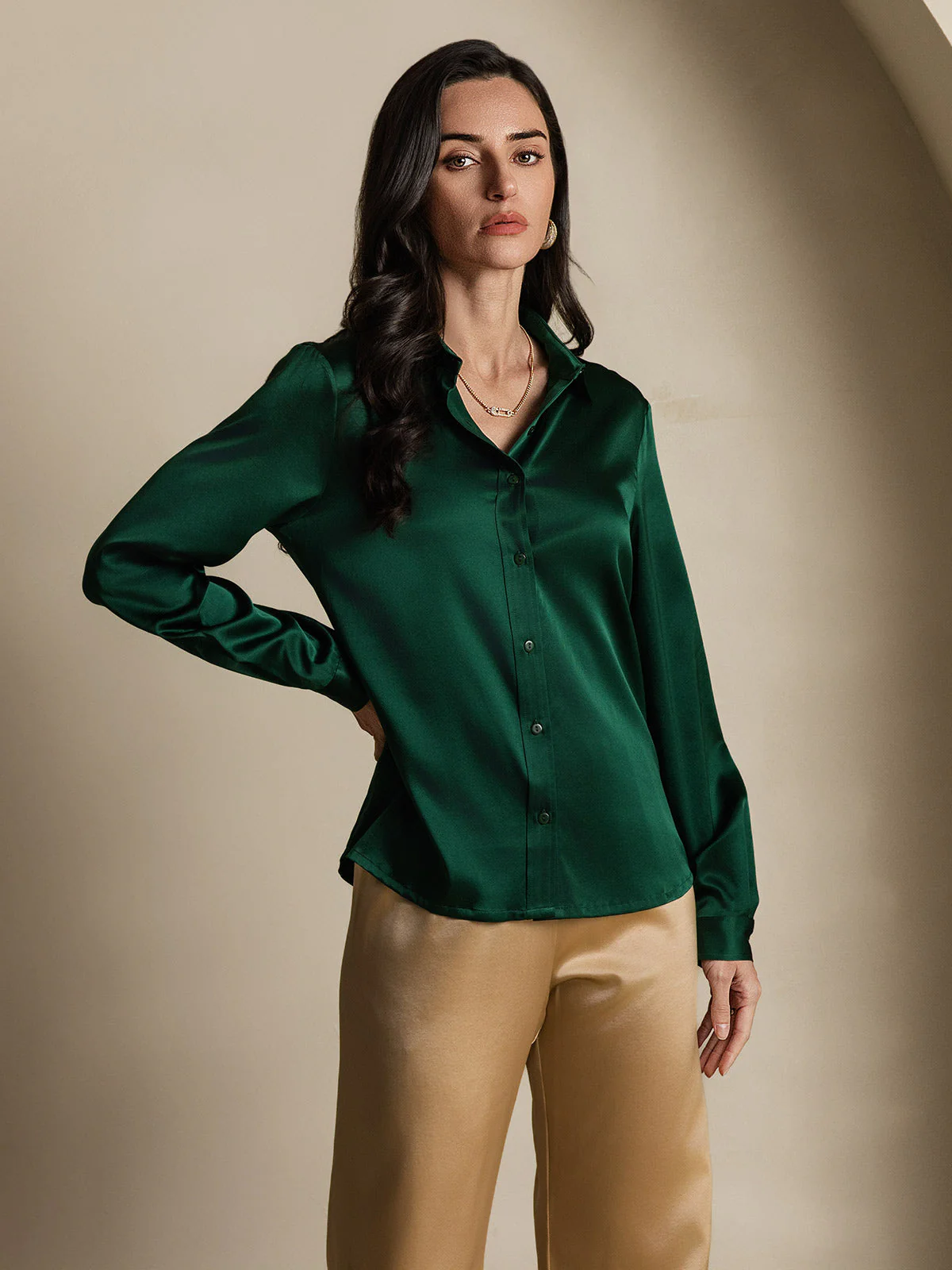 19 Momme Chemise Basique En Soie À La Mode - Image 10