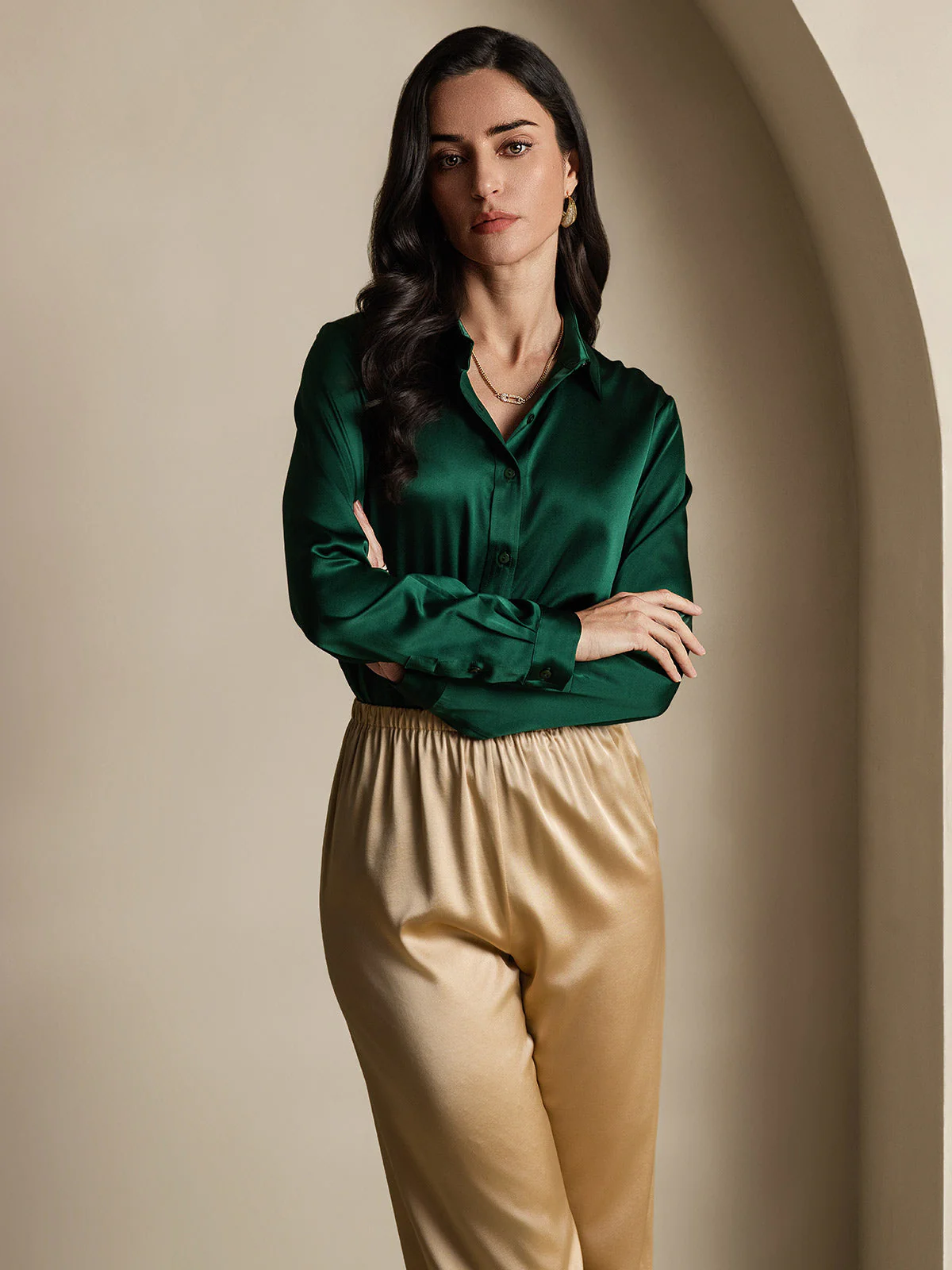 19 Momme Chemise Basique En Soie À La Mode - Image 16