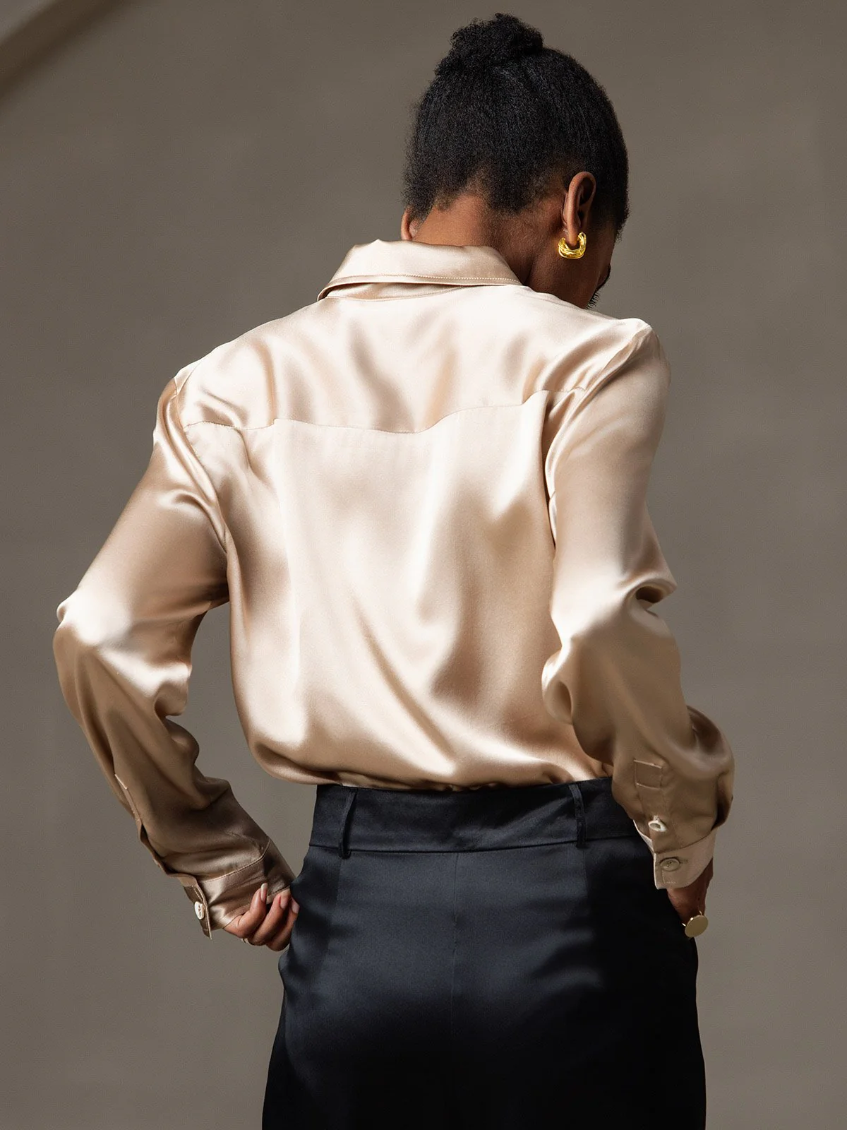 19 Momme Chemise Basique En Soie À La Mode - Image 2