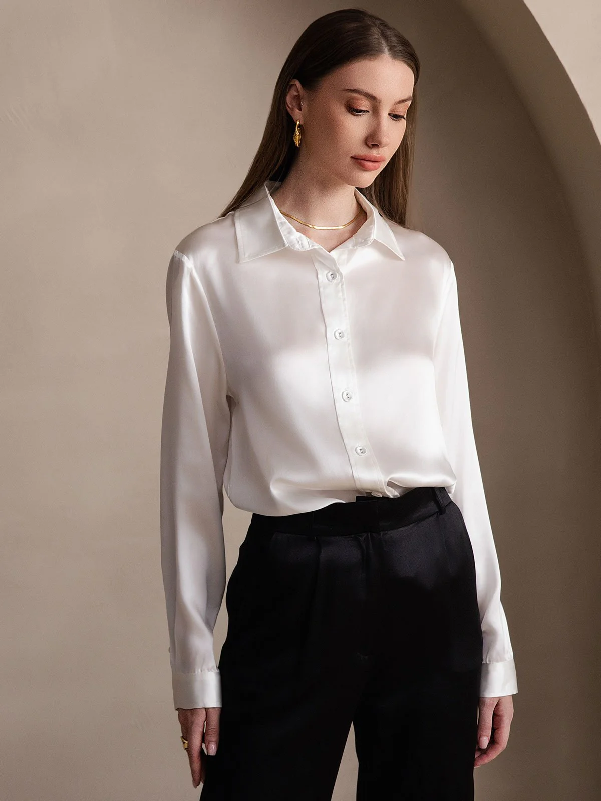 19 Momme Chemise Basique En Soie À La Mode - Image 20