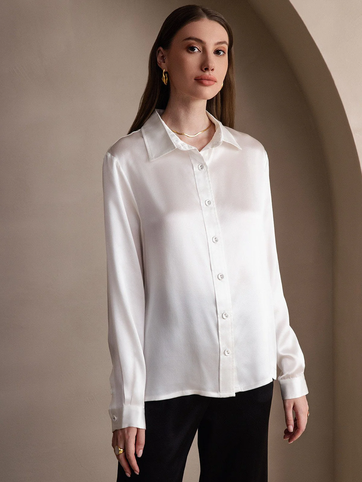 19 Momme Chemise Basique En Soie À La Mode - Image 22