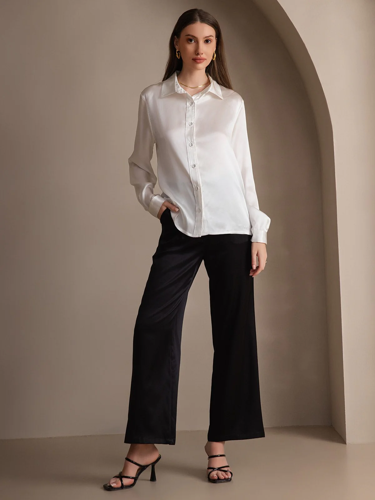 19 Momme Chemise Basique En Soie À La Mode - Image 26