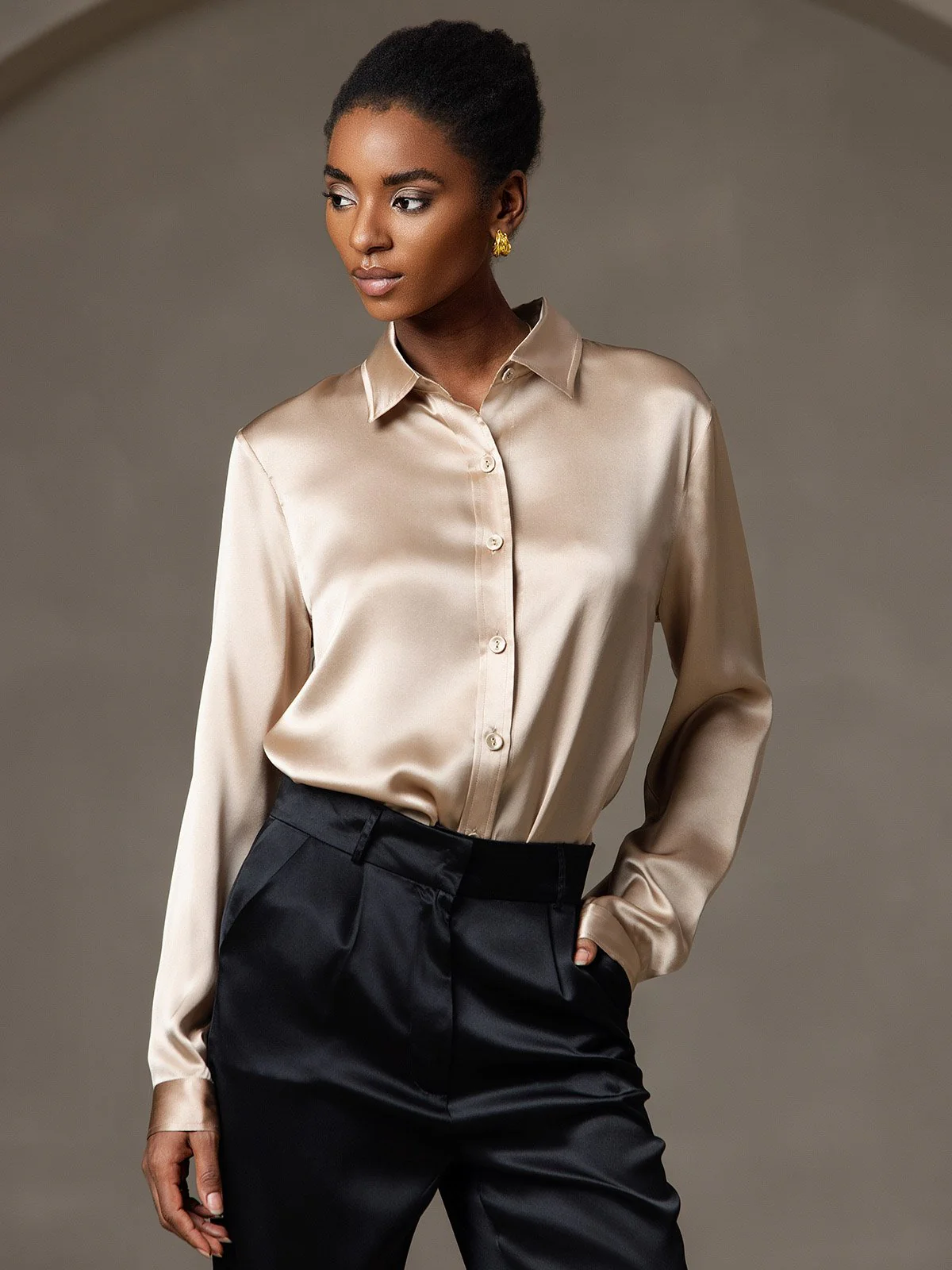 19 Momme Chemise Basique En Soie À La Mode - Image 3