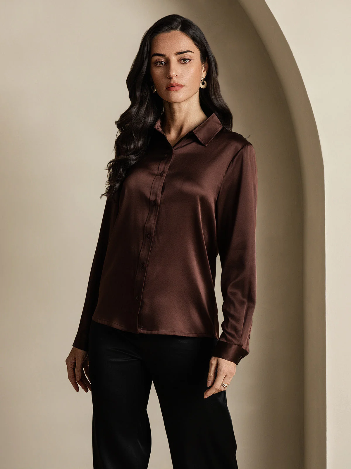 19 Momme Chemise Basique En Soie À La Mode - Image 39
