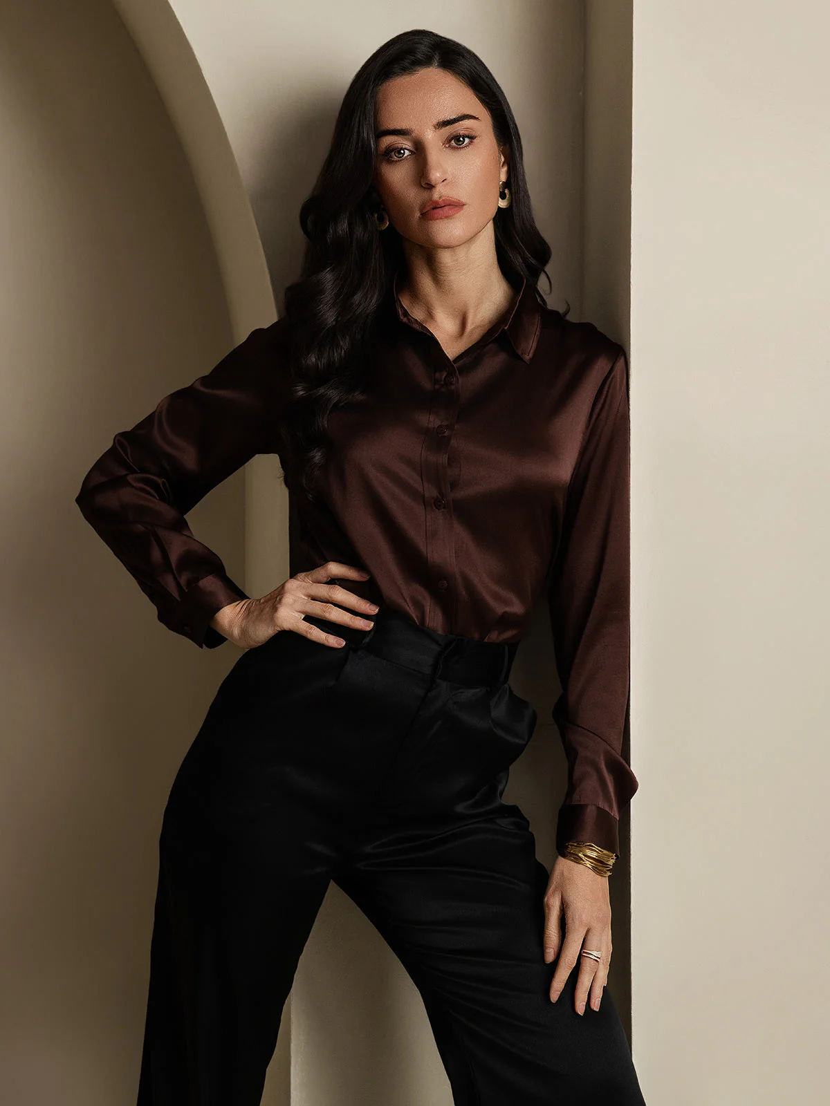 19 Momme Chemise Basique En Soie À La Mode - Image 41