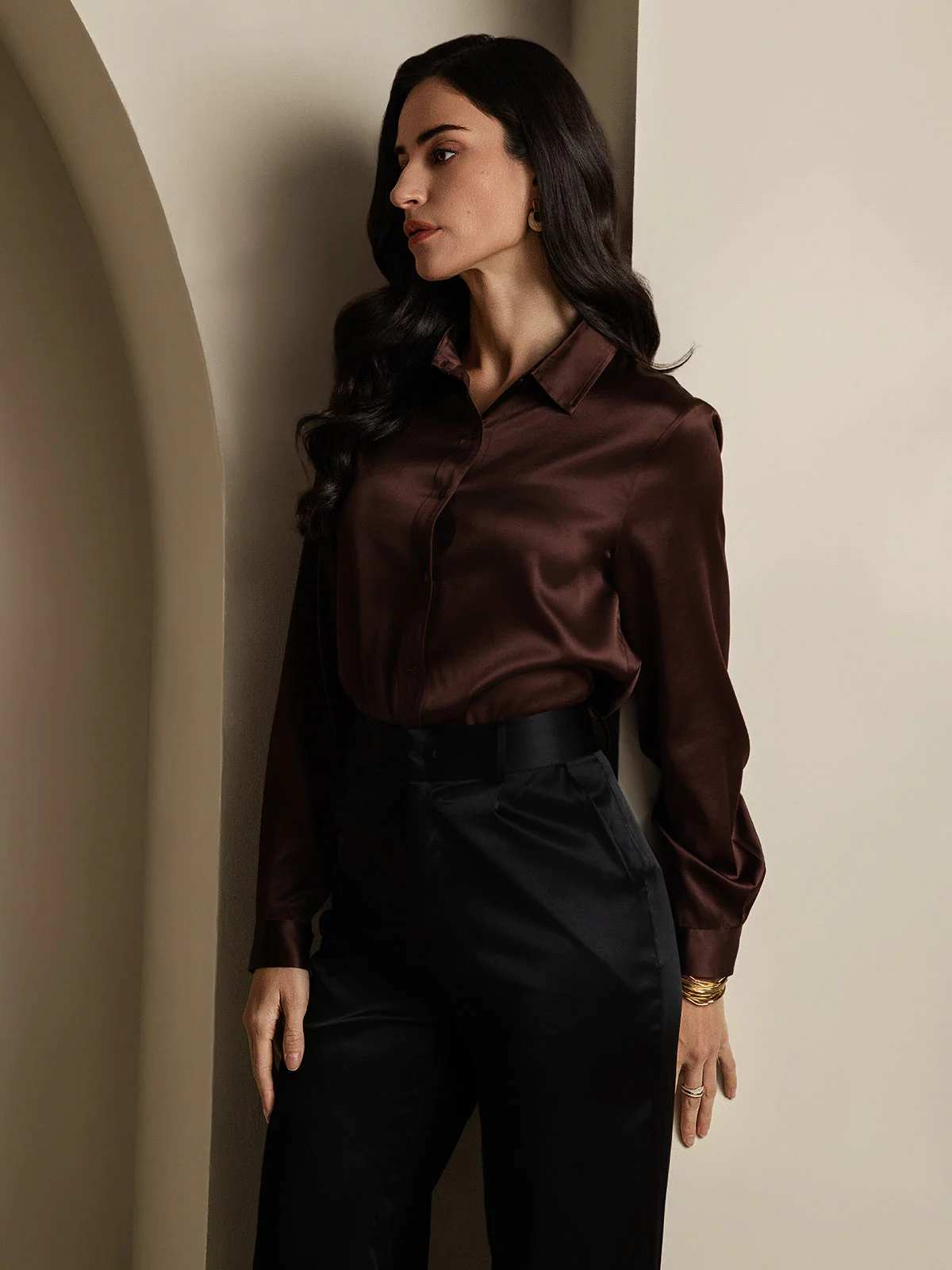 19 Momme Chemise Basique En Soie À La Mode - Image 42