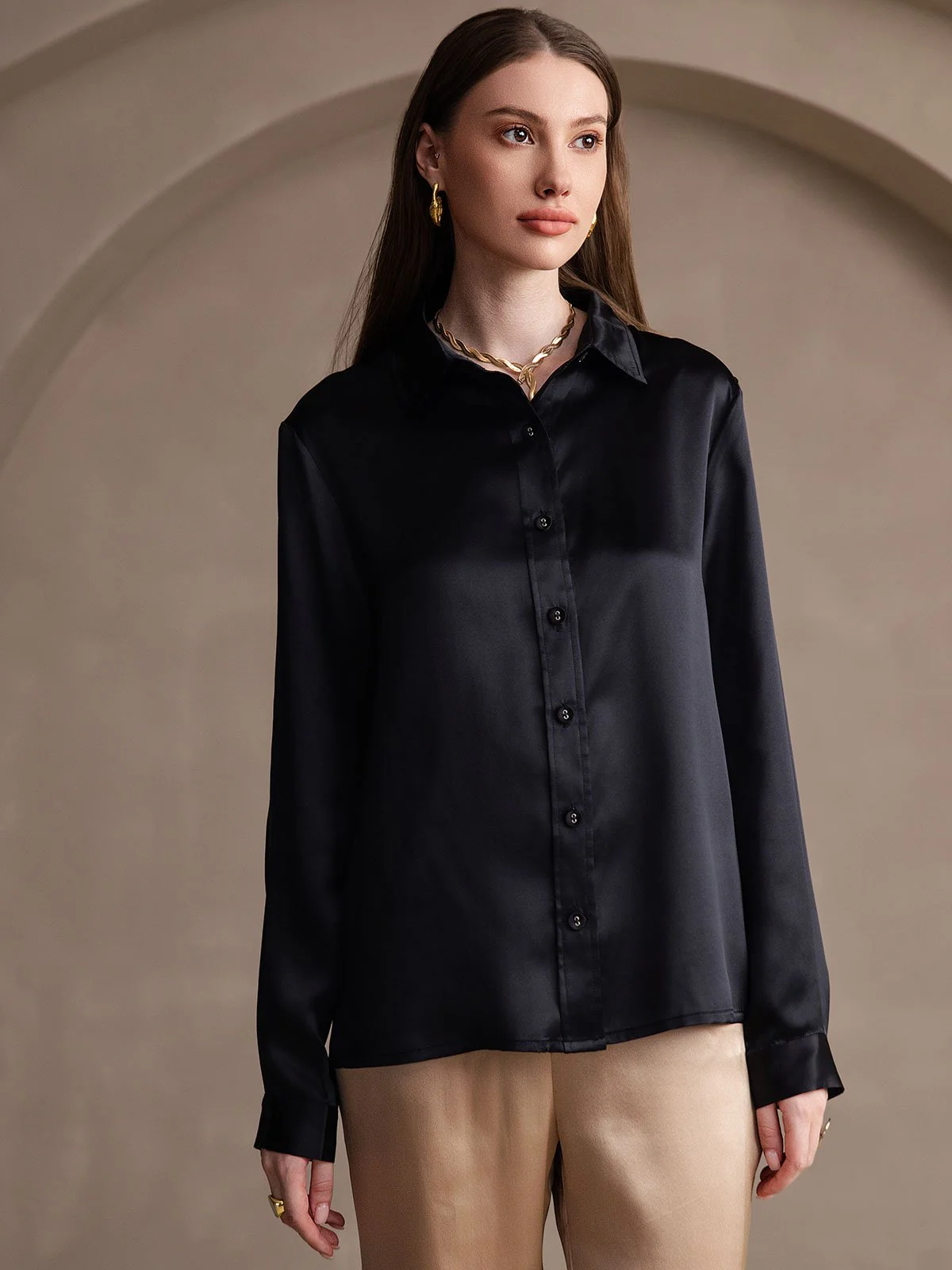 19 Momme Chemise Basique En Soie À La Mode - Image 46