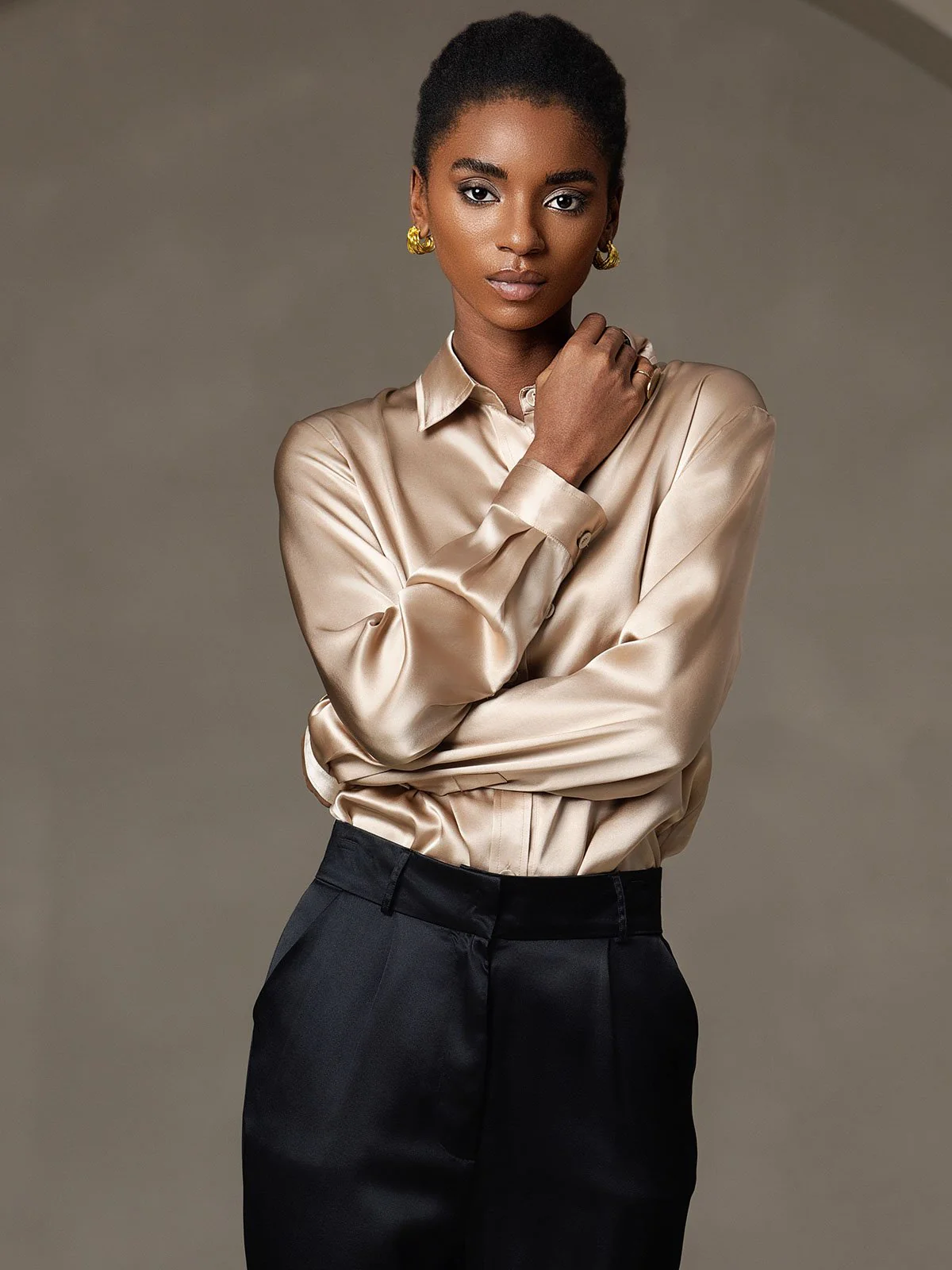 19 Momme Chemise Basique En Soie À La Mode - Image 5