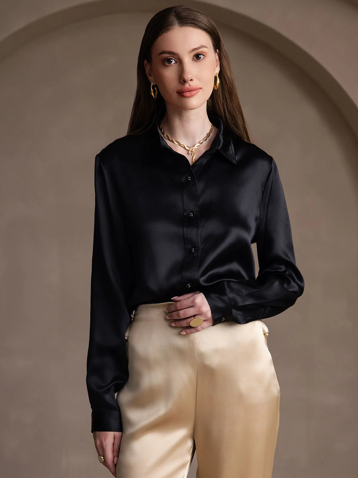 19 Momme Chemise Basique En Soie À La Mode - Image 50
