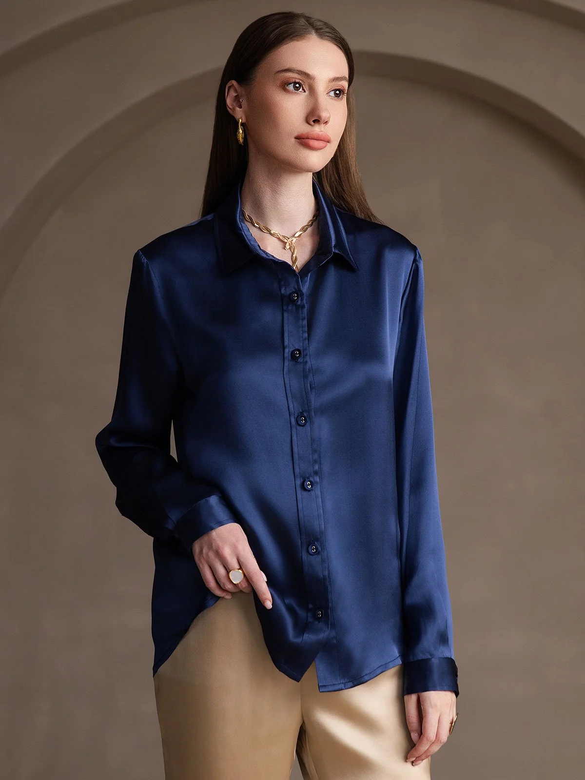 19 Momme Chemise Basique En Soie À La Mode - Image 55