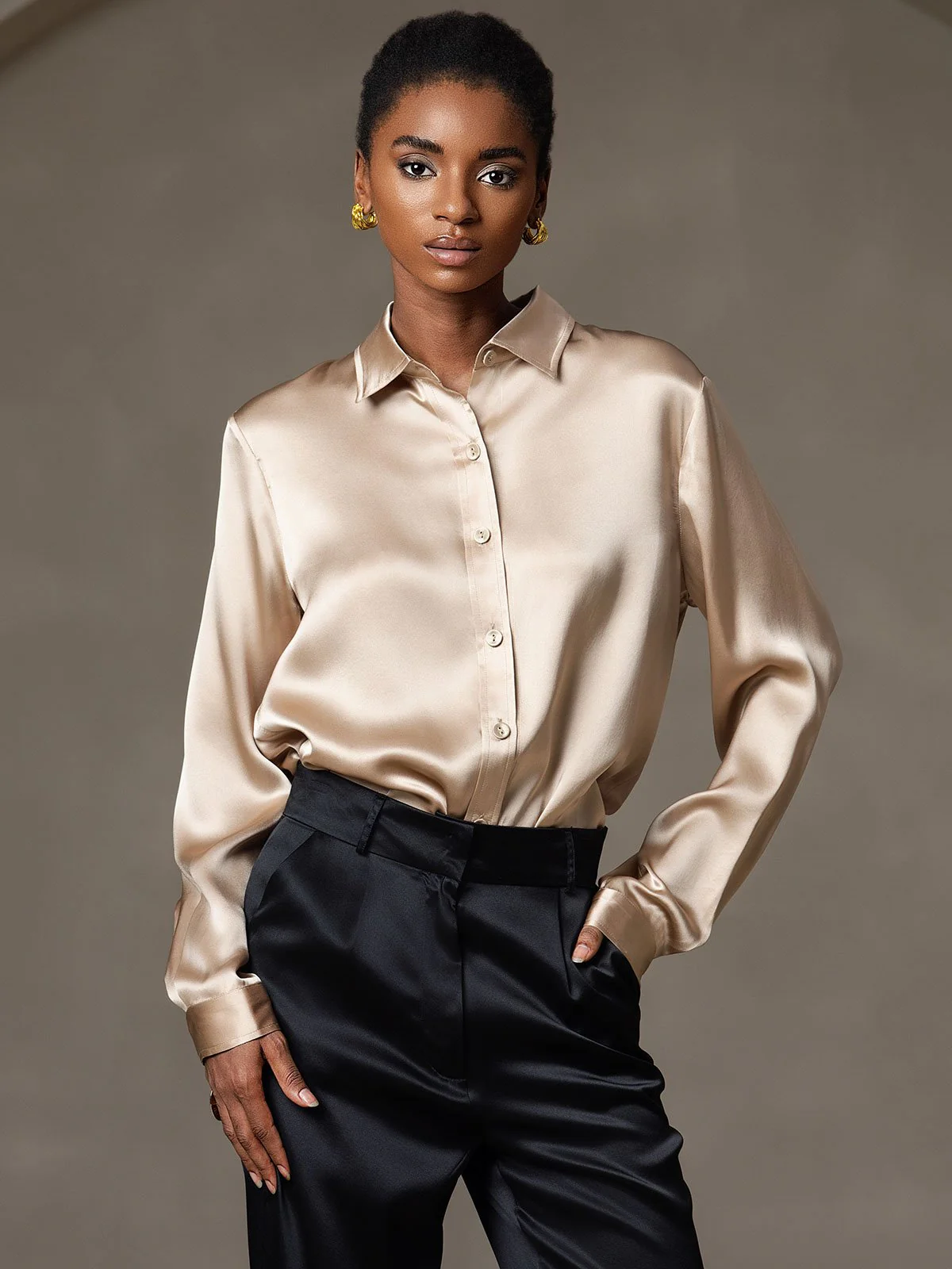 19 Momme Chemise Basique En Soie À La Mode - Image 6