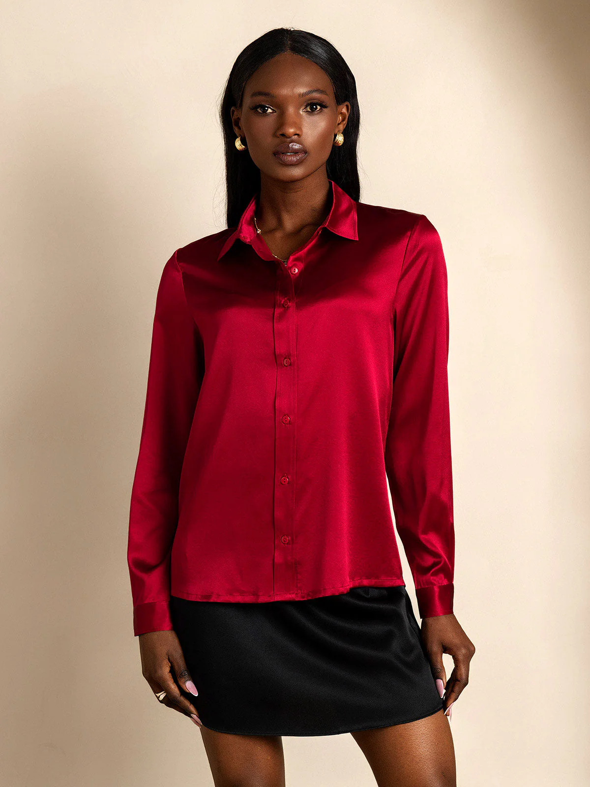 19 Momme Chemise Basique En Soie À La Mode - Image 60