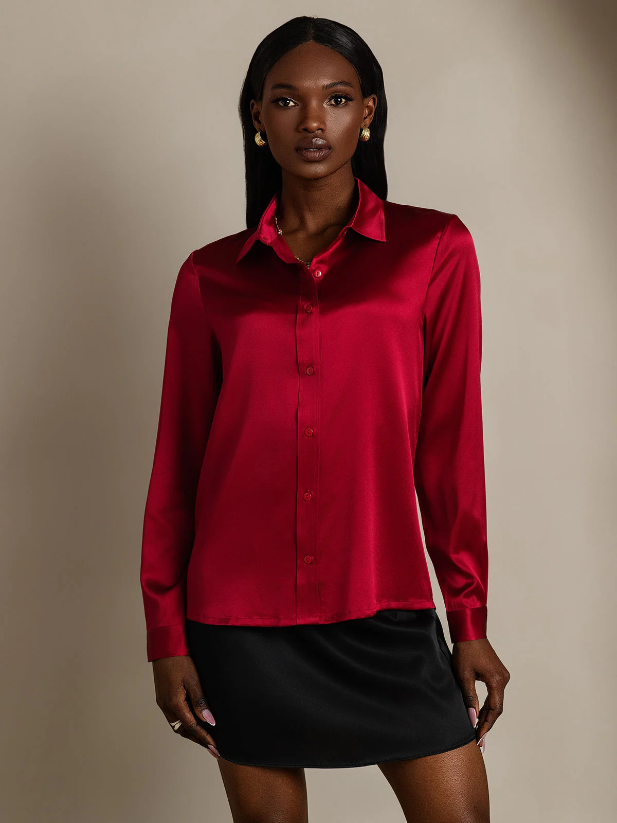 19 Momme Chemise Basique En Soie À La Mode - Image 62