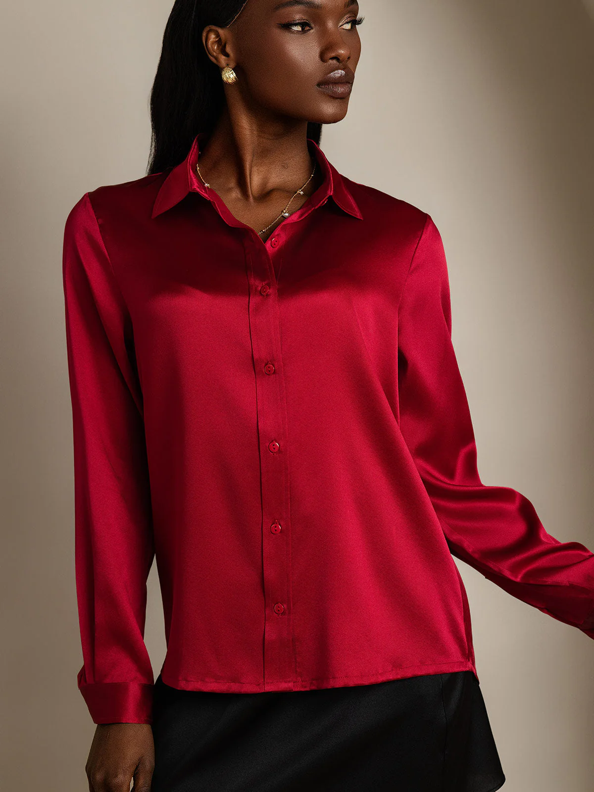 19 Momme Chemise Basique En Soie À La Mode - Image 63