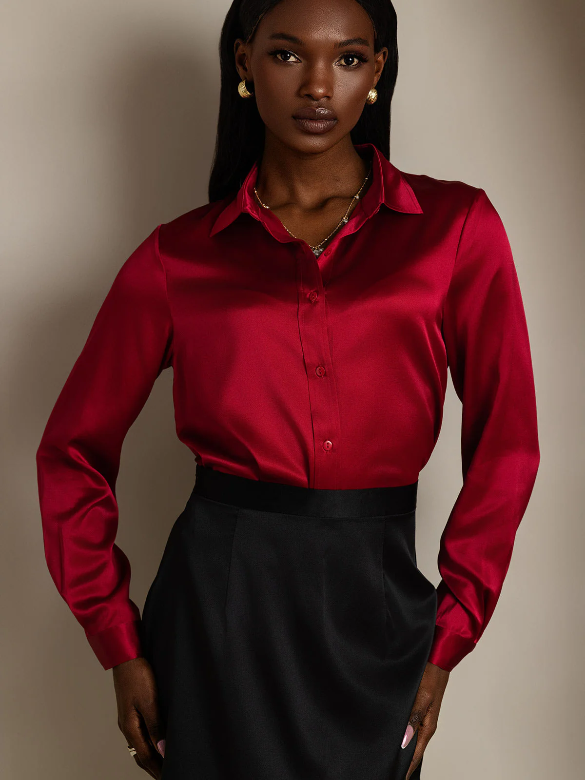19 Momme Chemise Basique En Soie À La Mode - Image 64