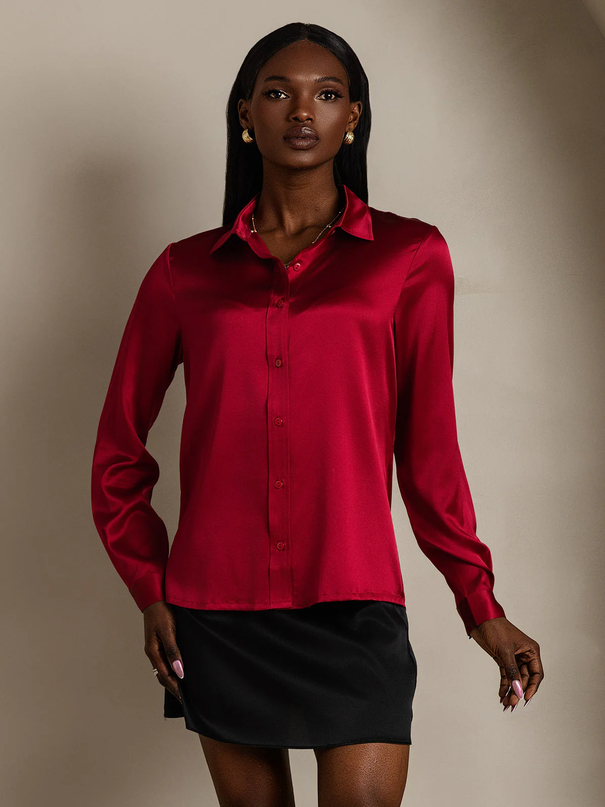 19 Momme Chemise Basique En Soie À La Mode - Image 65