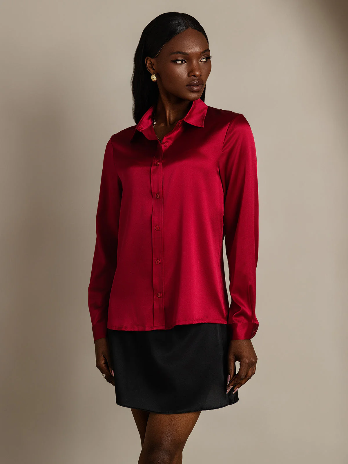 19 Momme Chemise Basique En Soie À La Mode - Image 66