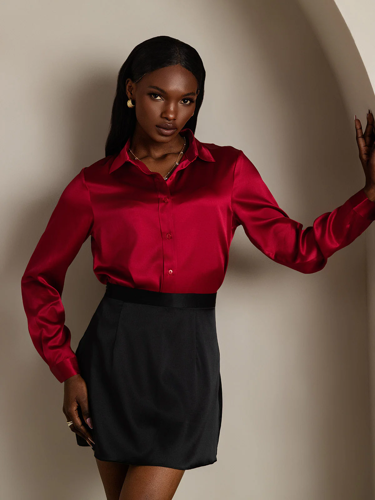 19 Momme Chemise Basique En Soie À La Mode - Image 68