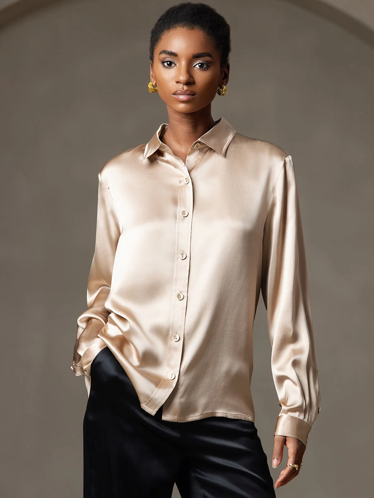 19 Momme Chemise Basique En Soie À La Mode - Image 7