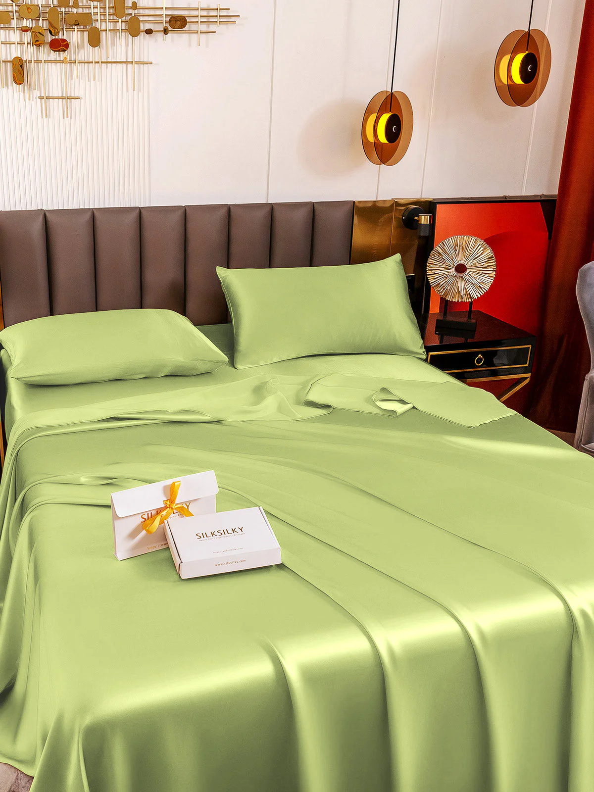 19Momme 4pièces soie 1x drap housse+1xDraps Plat+2x taies d‘oreiller - Image 100