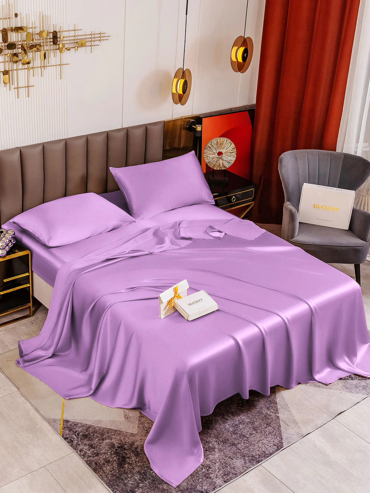 19Momme 4pièces soie 1x drap housse+1xDraps Plat+2x taies d‘oreiller - Image 102