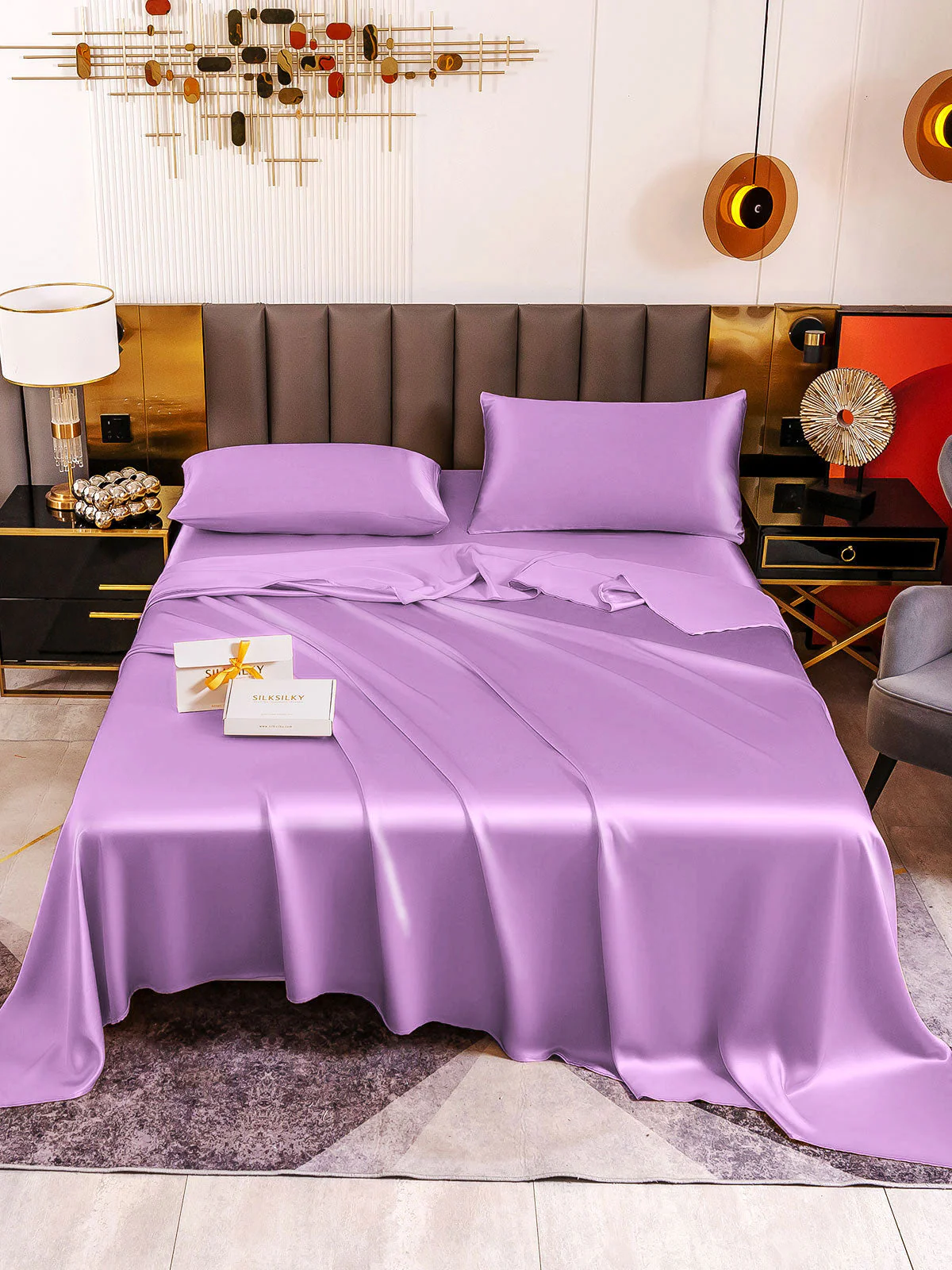 19Momme 4pièces soie 1x drap housse+1xDraps Plat+2x taies d‘oreiller - Image 106