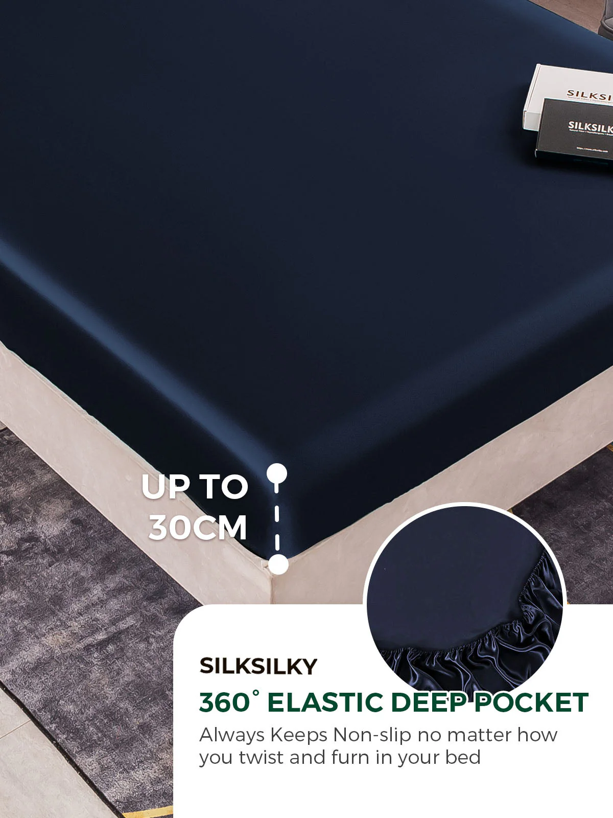 19Momme 4pièces soie 1x drap housse+1xDraps Plat+2x taies d‘oreiller - Image 12