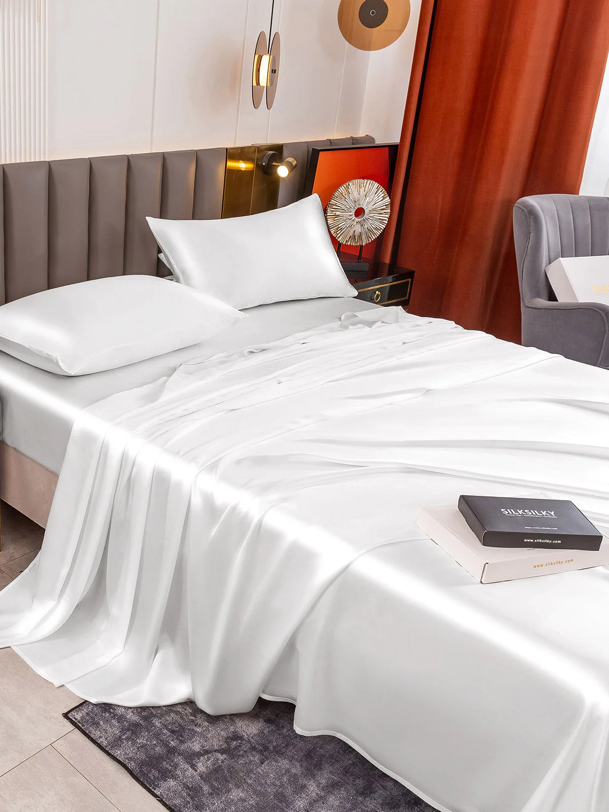 19Momme 4pièces soie 1x drap housse+1xDraps Plat+2x taies d‘oreiller - Image 21