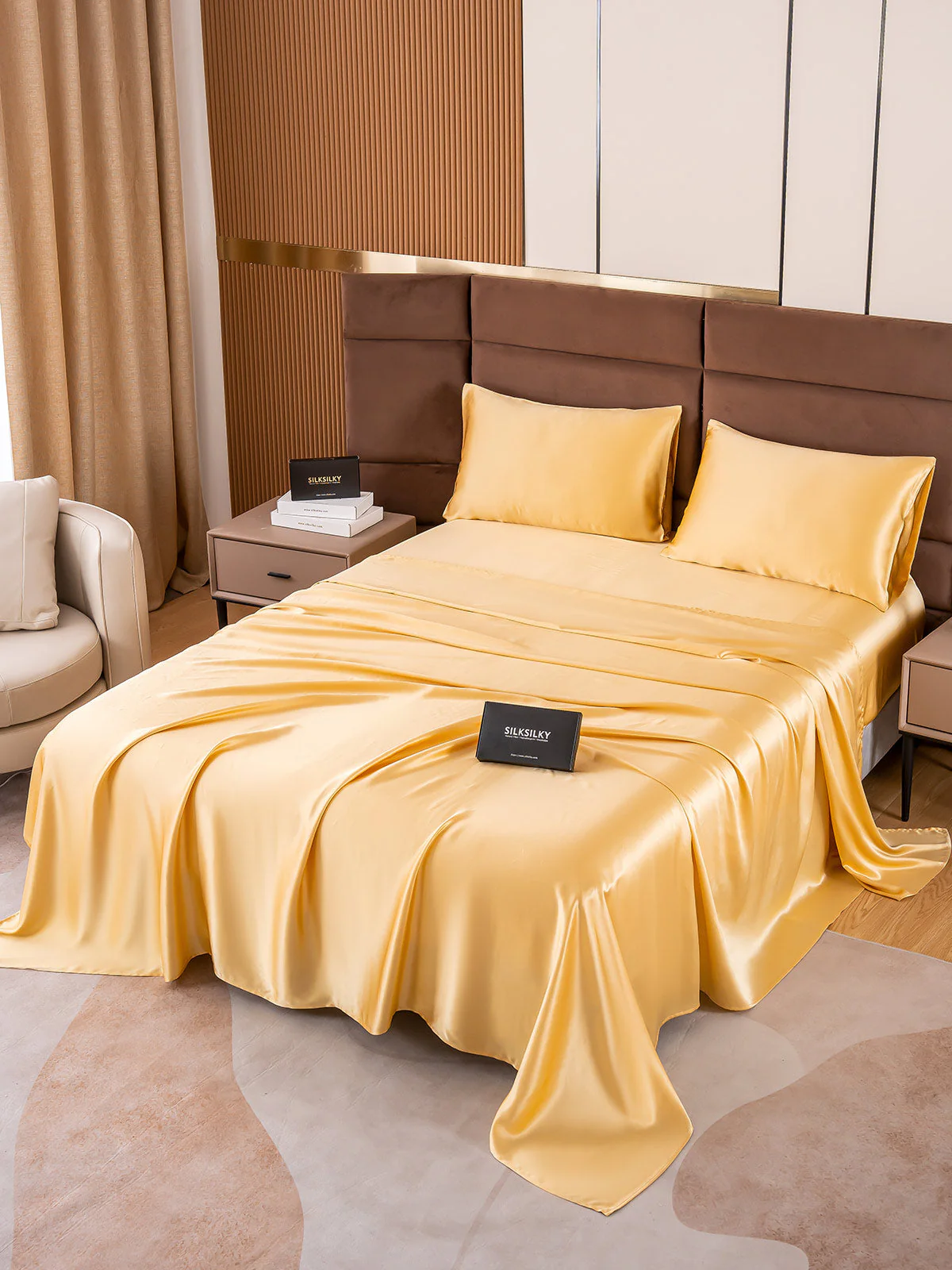 19Momme 4pièces soie 1x drap housse+1xDraps Plat+2x taies d‘oreiller - Image 39