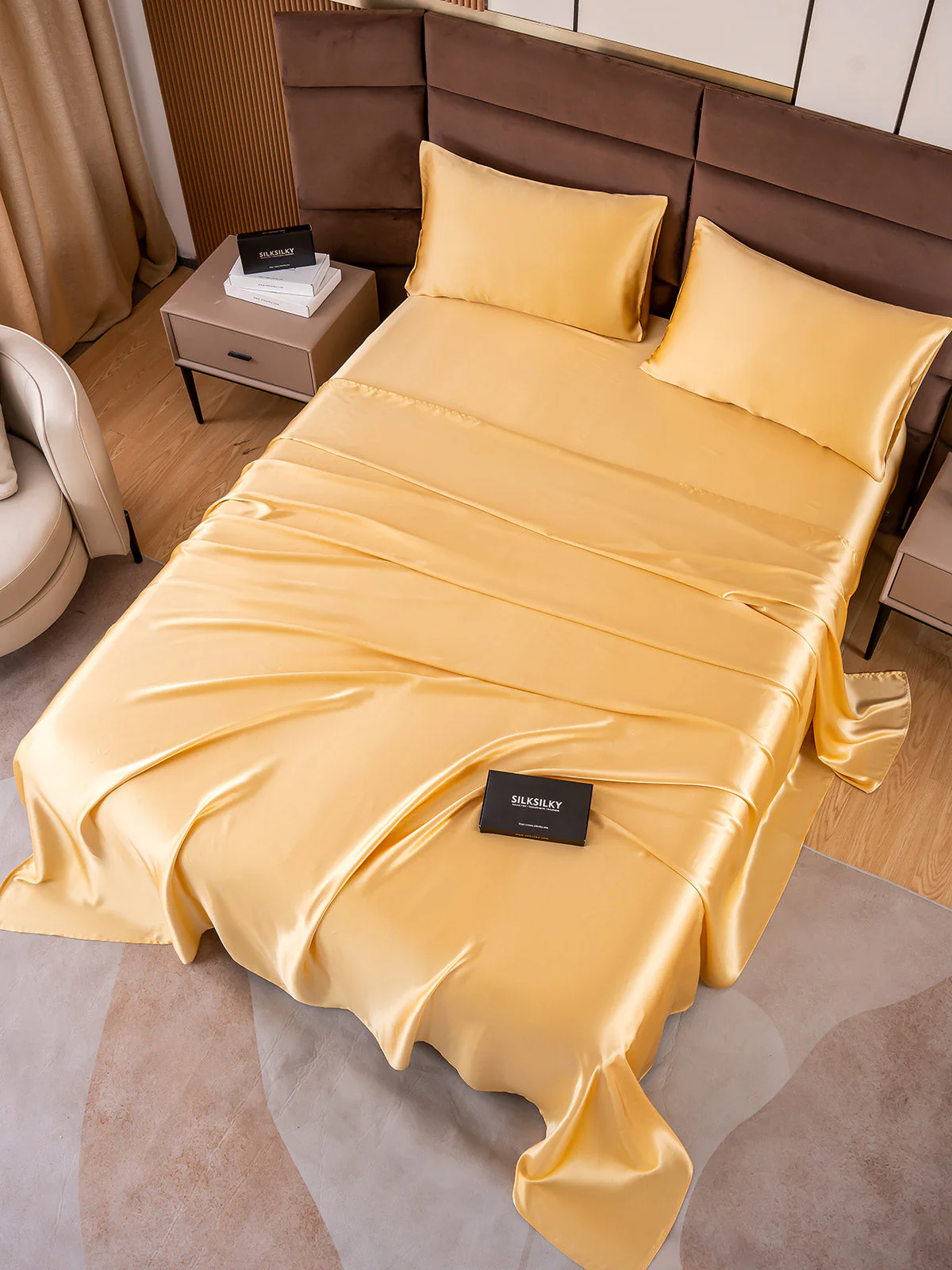 19Momme 4pièces soie 1x drap housse+1xDraps Plat+2x taies d‘oreiller - Image 43
