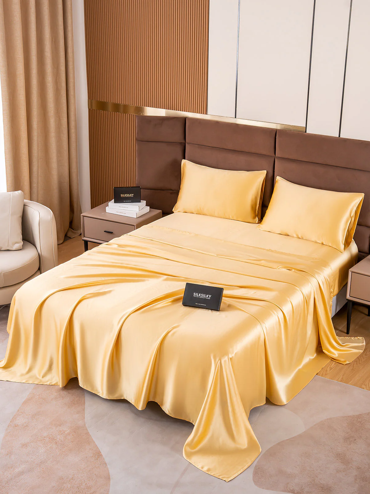 19Momme 4pièces soie 1x drap housse+1xDraps Plat+2x taies d‘oreiller - Image 44