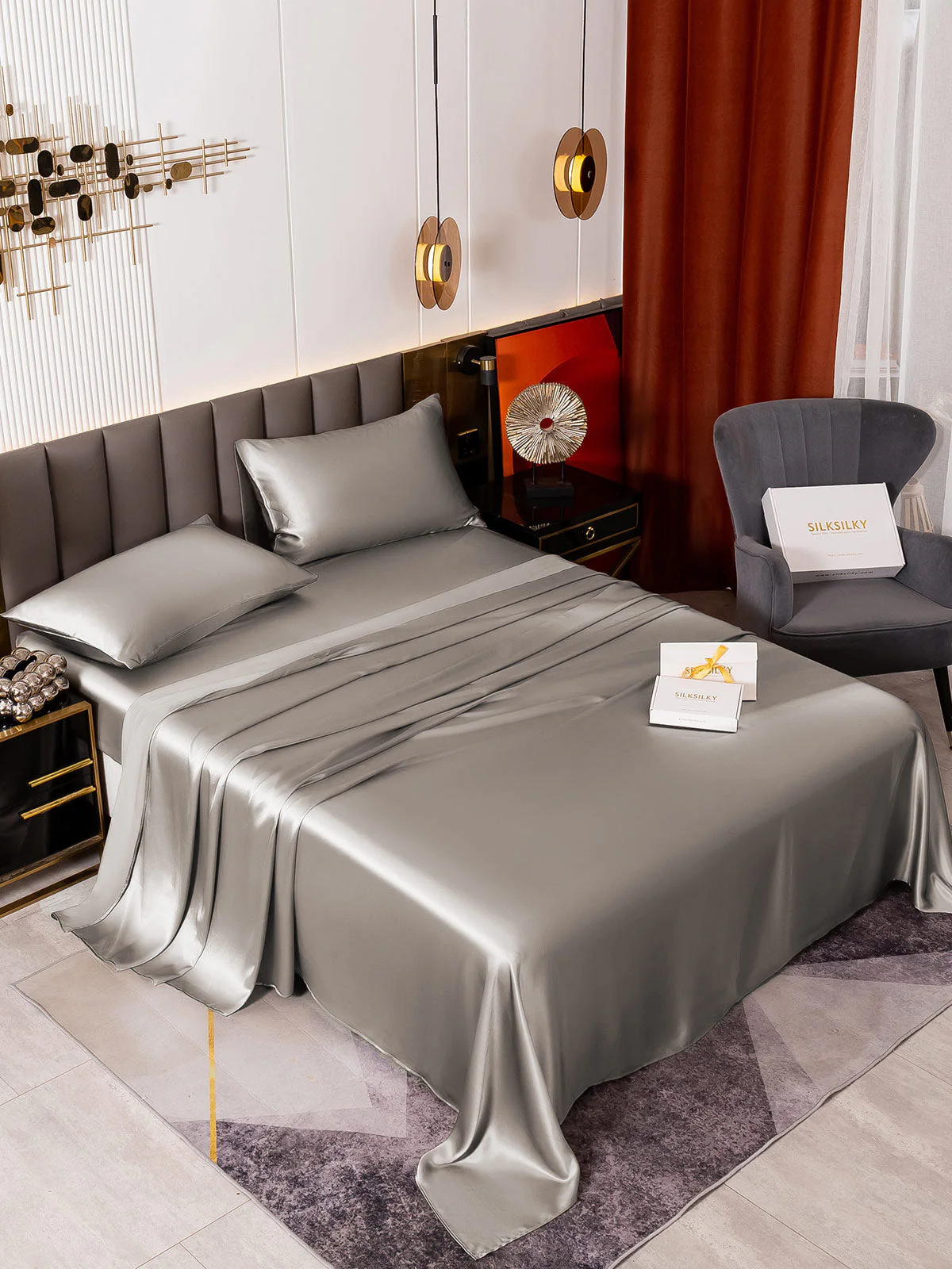 19Momme 4pièces soie 1x drap housse+1xDraps Plat+2x taies d‘oreiller - Image 45