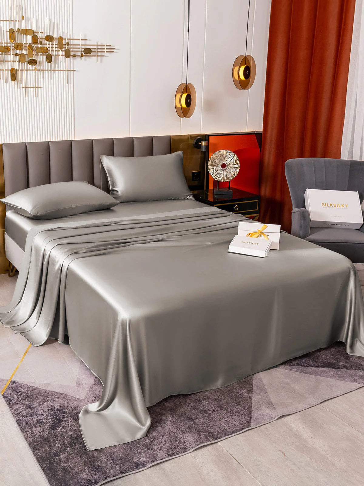 19Momme 4pièces soie 1x drap housse+1xDraps Plat+2x taies d‘oreiller - Image 49